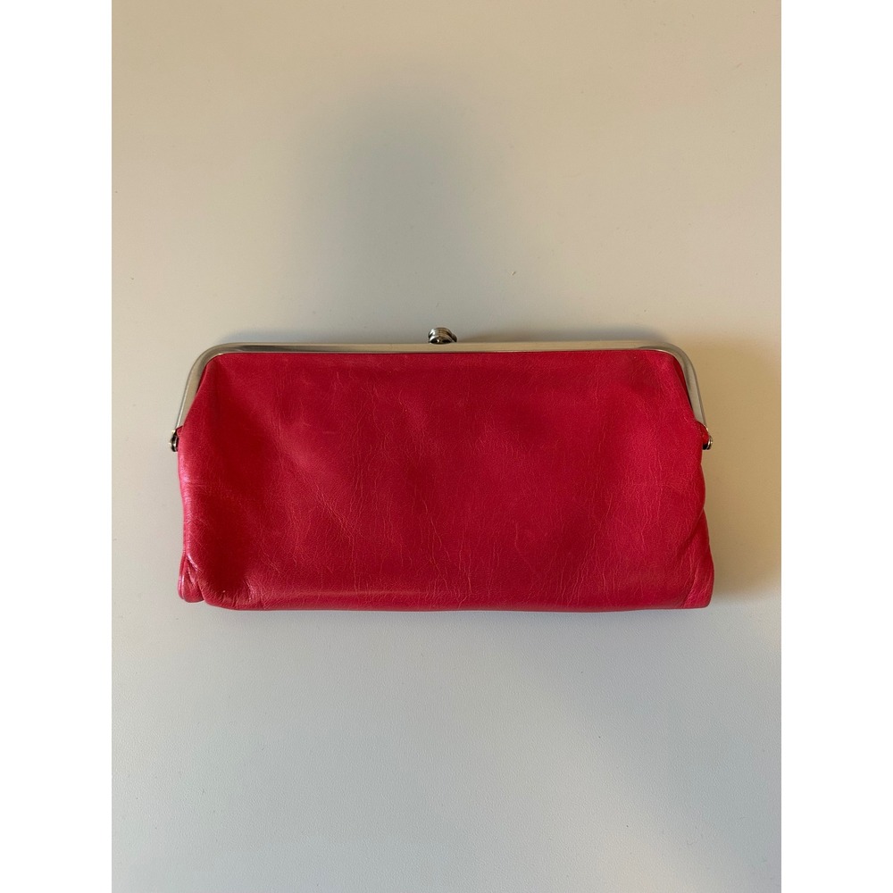 Hobo Hot Pink Leather Double Frame Clutch Wallet